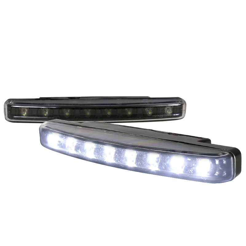 Universal 8 Pieces White LED DRL With Black Trim