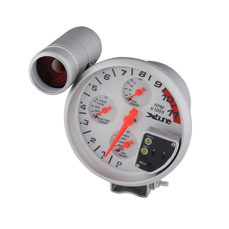 Xtune 5 Inch 4 In 1 Tachometer Red LED - White